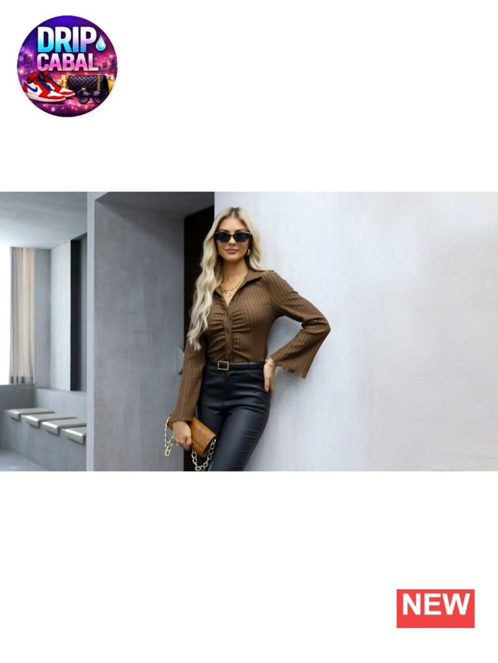 Women's Button Down V Neck Ruched Blouse Long Sleeve Slim Fit Top - Picture 6 of 6